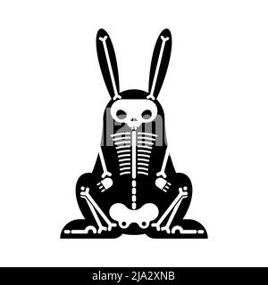 Skeleton Rabbit cartoon isolated. Skull hare Vector illustration Stock Vector