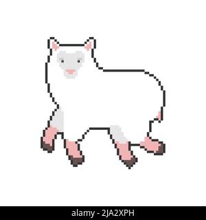 Sheep pixel art. Lamb cartoon 8 bit. Farm animal pixelated Vector illustration Stock Vector