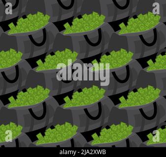 Sports bag with money pattern seamless. athletic bag with cash background. wealth ornament Stock Vector