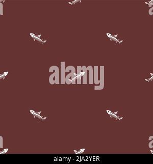 Fish skeleton pattern seamless. Shark skull background. fish bones texture Stock Vector