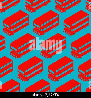 London Red double decker bus pattern seamless. UK Landmark bus background. Vector texture Stock Vector