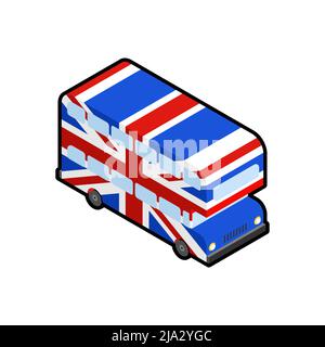 Double decker bus UK flag Concept. United Kingdom Landmark sign. Vector illustration Stock Vector