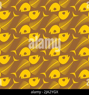 Fish skeleton pattern seamless. Fish skull background. Vector texture Stock Vector