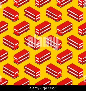 London Red double decker bus pattern seamless. UK Landmark bus background. Vector texture Stock Vector
