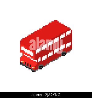 London Red double decker pixel art. pixelated UK Landmark sign. 8 bit Vector illustration Stock Vector