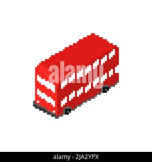 London Red double decker pixel art. pixelated UK Landmark sign. 8 bit Vector illustration Stock Vector