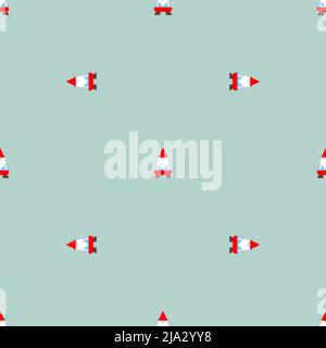 Garden gnome pixel art pattern seamless. 8 bit pixelated background. Baby fabric texture Stock Vector