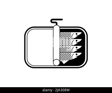 Canned anchovy. canned goods anchovies. Vector illustration Stock Vector