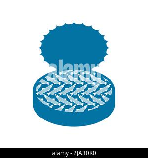 Canned anchovy. canned goods anchovies. Vector illustration Stock Vector