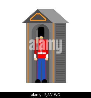 Bearskins British Royal Guardsman. sentry grenadier in bear hat. Stock Vector