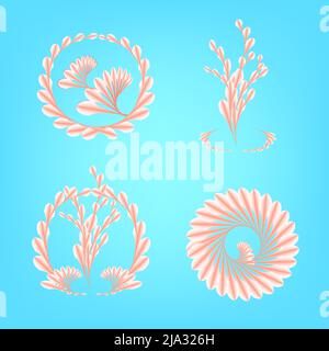 Wedding invitation card flowers botanical ornament icon bouquet abstract background art graphic design signs symbol vector illustration Stock Vector