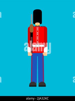 Bearskins British Royal Guardsman. sentry grenadier in bear hat. Stock Vector