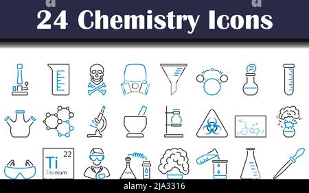 Chemistry Icon Set. Editable Bold Outline With Color Fill Design. Vector Illustration. Stock Vector