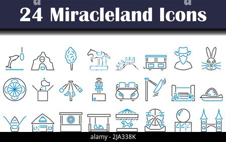 Miracleland Icon Set. Editable Bold Outline With Color Fill Design. Vector Illustration. Stock Vector