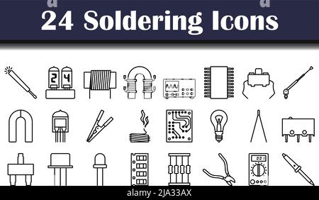 Soldering Icon Set. Bold outline design with editable stroke width. Vector Illustration. Stock Vector