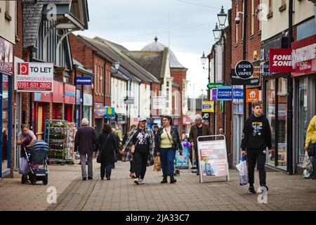Newcastle-under-Lyme in Staffordshire, shoppers in the high street Stock Photo