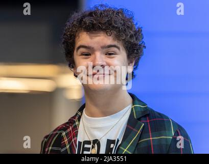 New York, USA. 26th May, 2022. Gaten Matarazzo from Stranger Things attends ceremonial lighting of Empire State Building in New York on May 26, 2022 ahead of global event for season 4 premiere. (Photo by Lev Radin/Sipa USA) Credit: Sipa USA/Alamy Live News Stock Photo