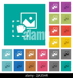 Grab image to upload multi colored flat icons on plain square backgrounds. Included white and darker icon variations for hover or active effects. Stock Vector
