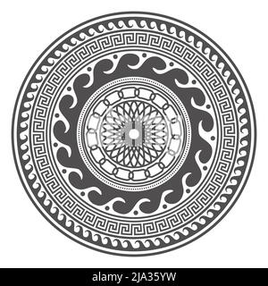Circle greek mandala design. Round meander borders. Decoration elements ...