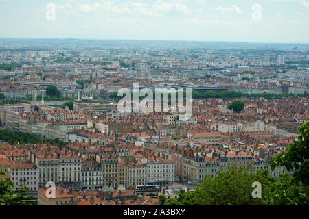 Lyon, France - May 10, 2022 : Panoramic  view of the beautiful city  of Lyon Stock Photo