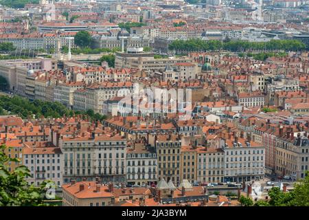 Lyon, France - May 10, 2022 : Panoramic  view of the beautiful city  of Lyon Stock Photo