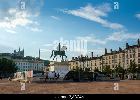 Lyon, France - May 10, 2022 : Panoramique view of the famous square Bellecour in Lyon Stock Photo