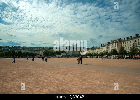 Lyon, France - May 10, 2022 : Panoramique view of the famous square Bellecour in Lyon Stock Photo