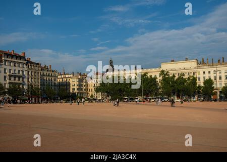 Lyon, France - May 10, 2022 : Panoramique view of the famous square Bellecour in Lyon Stock Photo