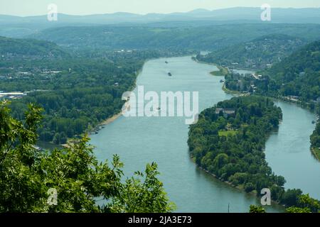 Panoramic view of the river Rhine from the famous Drachenfels in Königswinter Germany Stock Photo