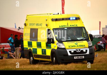 Ambulance on blue light to incident Stock Photo