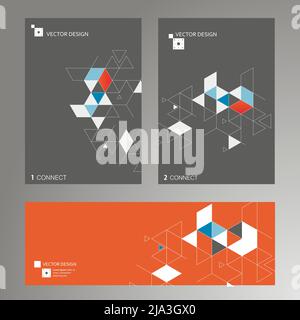 Abstract geometric composition with decorative triangles. Vector business design. Technology art modern illustration Stock Vector