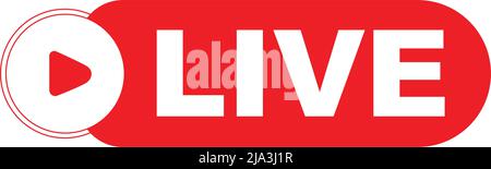 Set of live streaming icons. Red and black symbols and buttons of live streaming, broadcasting, online stream. Red symbols and buttons of live stream Stock Vector