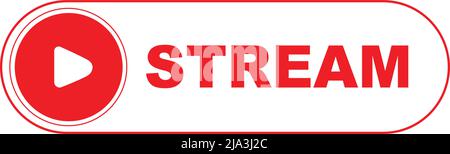 Set of live streaming icons. Red and black symbols and buttons of live streaming, broadcasting, online stream. Red symbols and buttons of live stream Stock Vector