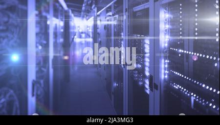 Computer servers in a server room Stock Photo