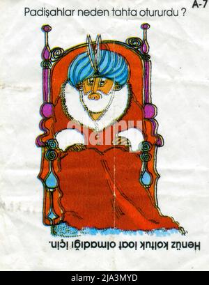 Turkish chewing gum insert. Cartoon. 1980s. Stock Photo