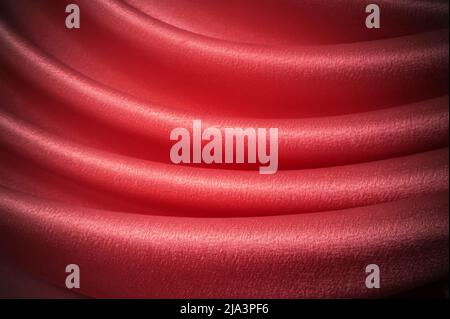 Close-up red curtain. Beautiful theater curtain background photo. Stock Photo