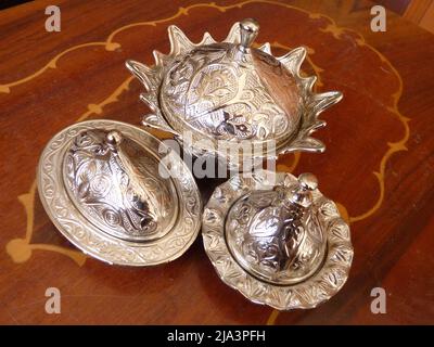 Turkish authentic metal plate Stock Photo