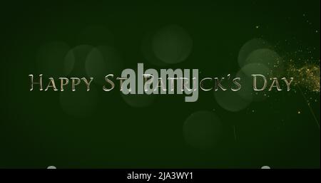 Image of the words Happy St. Patrick's Day written in golden letters Stock Photo
