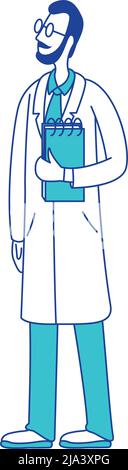 Scientist semi flat color vector character Stock Vector