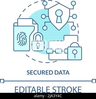 Secured data turquoise concept icon Stock Vector