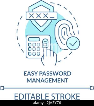 Easy password management turquoise concept icon Stock Vector