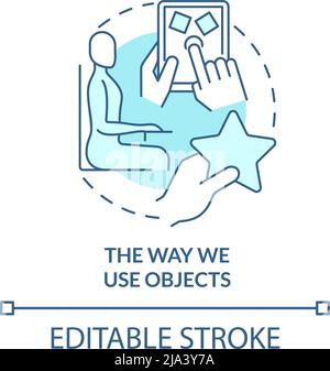 The way we use objects turquoise concept icon Stock Vector