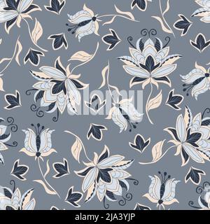 Decorative Winter Floral Seamless Pattern, Vectors