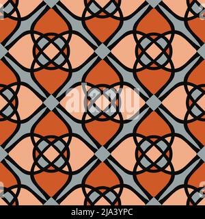Seamless vector pattern with mosaic texture on grey background. Decorative morocco wallpaper design. Beautiful Arabic fashion textile. Stock Vector