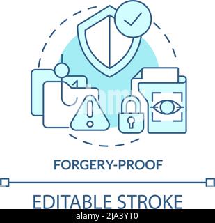 Forgery-proof turquoise concept icon Stock Vector