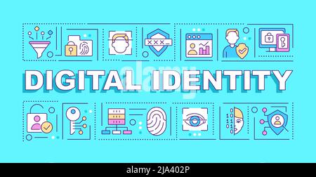 Digital identity word concepts blue banner Stock Vector