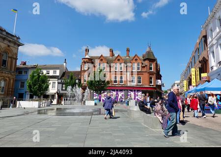 Ipswich, Suffolk, UK - 27 May 2022: Cornhill in the town centre.