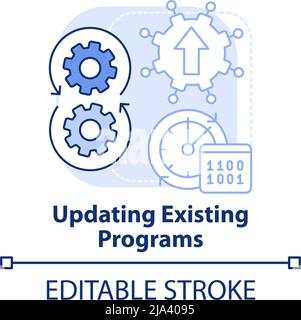 Updating existing programs light blue concept icon Stock Vector