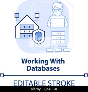 Working with databases light blue concept icon Stock Vector
