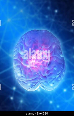 human brain and electric waves, concept for neuroscience and brain neurology Stock Photo